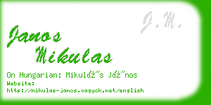 janos mikulas business card